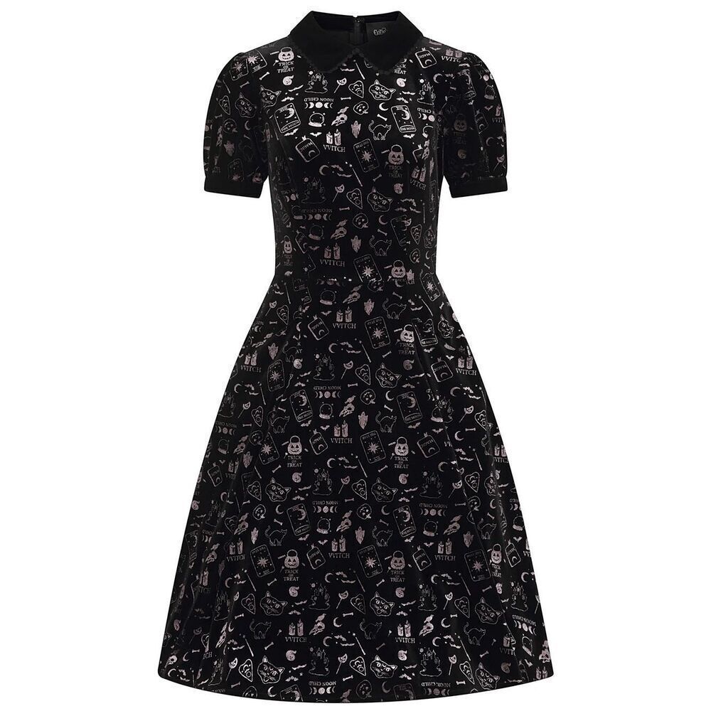 Collectif London Peta Spooky Velvet Swing Dress NWT - Picture 2 of 10